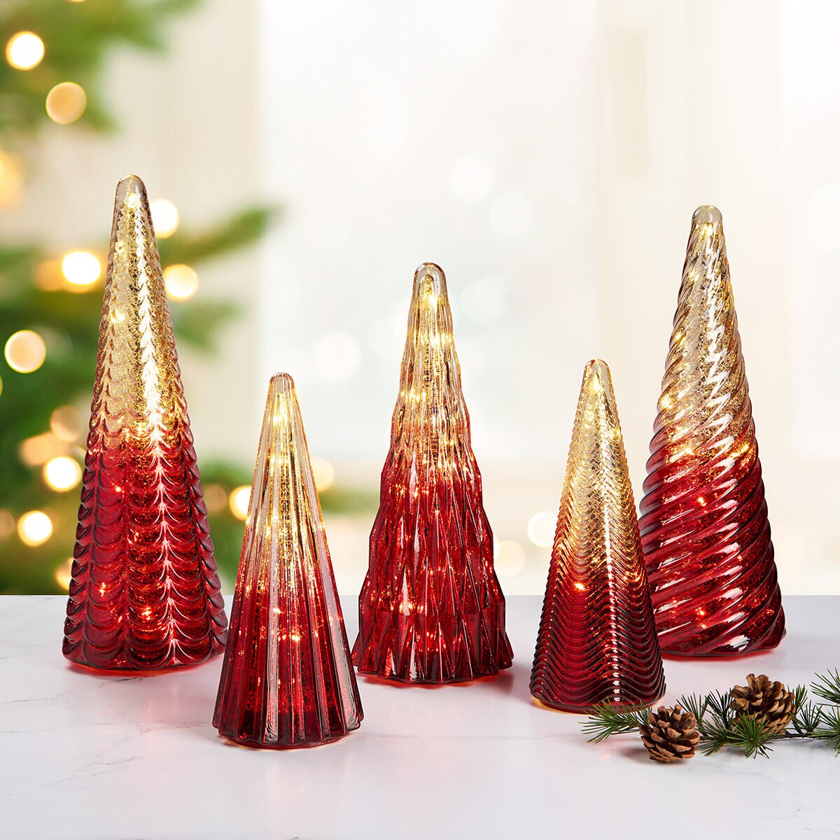 Set de Árboles de Vidrio con Luz Led Piezas Costco