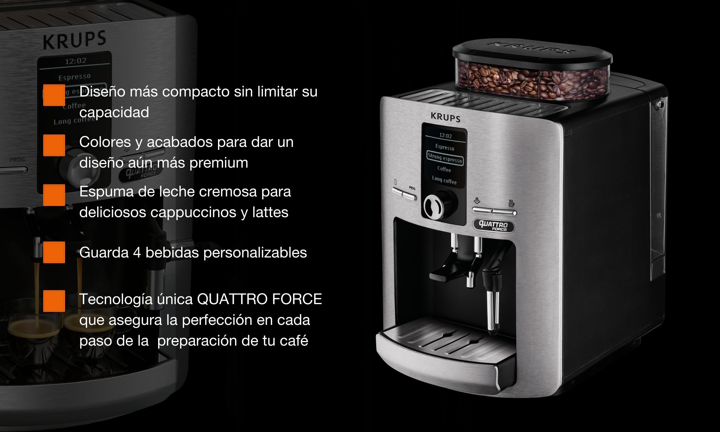 KRUPS Espresseria Súper Automática Quattro Force, diseño compacto