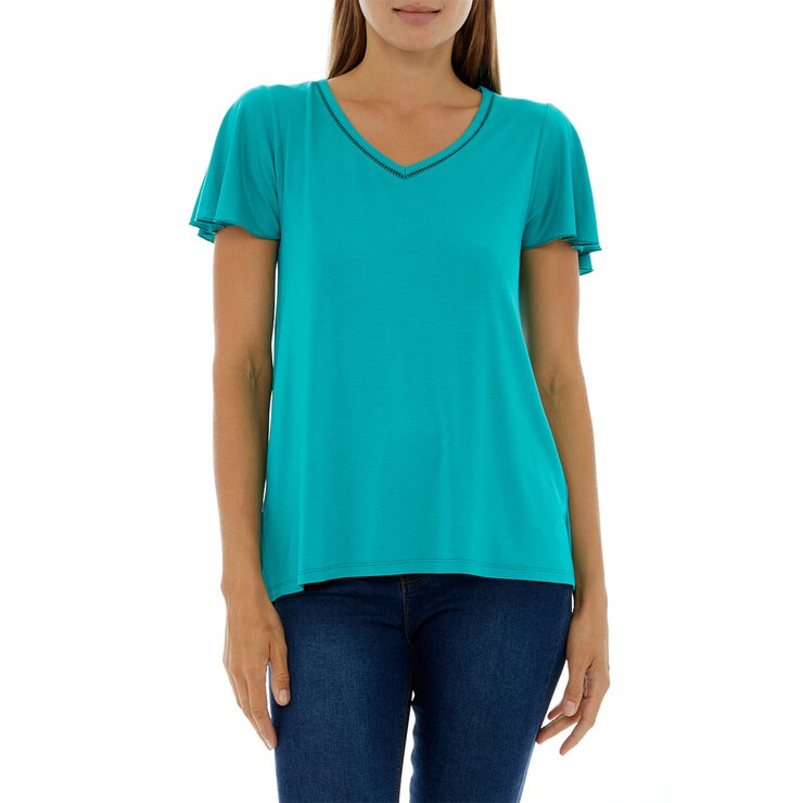 Cable & Gauge, Blusa de Manga Corta con Cuello en V para Dama Costco