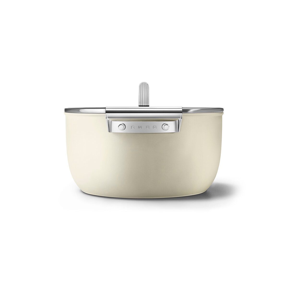Smeg Olla de 26cm con Tapa de Cristal blanco