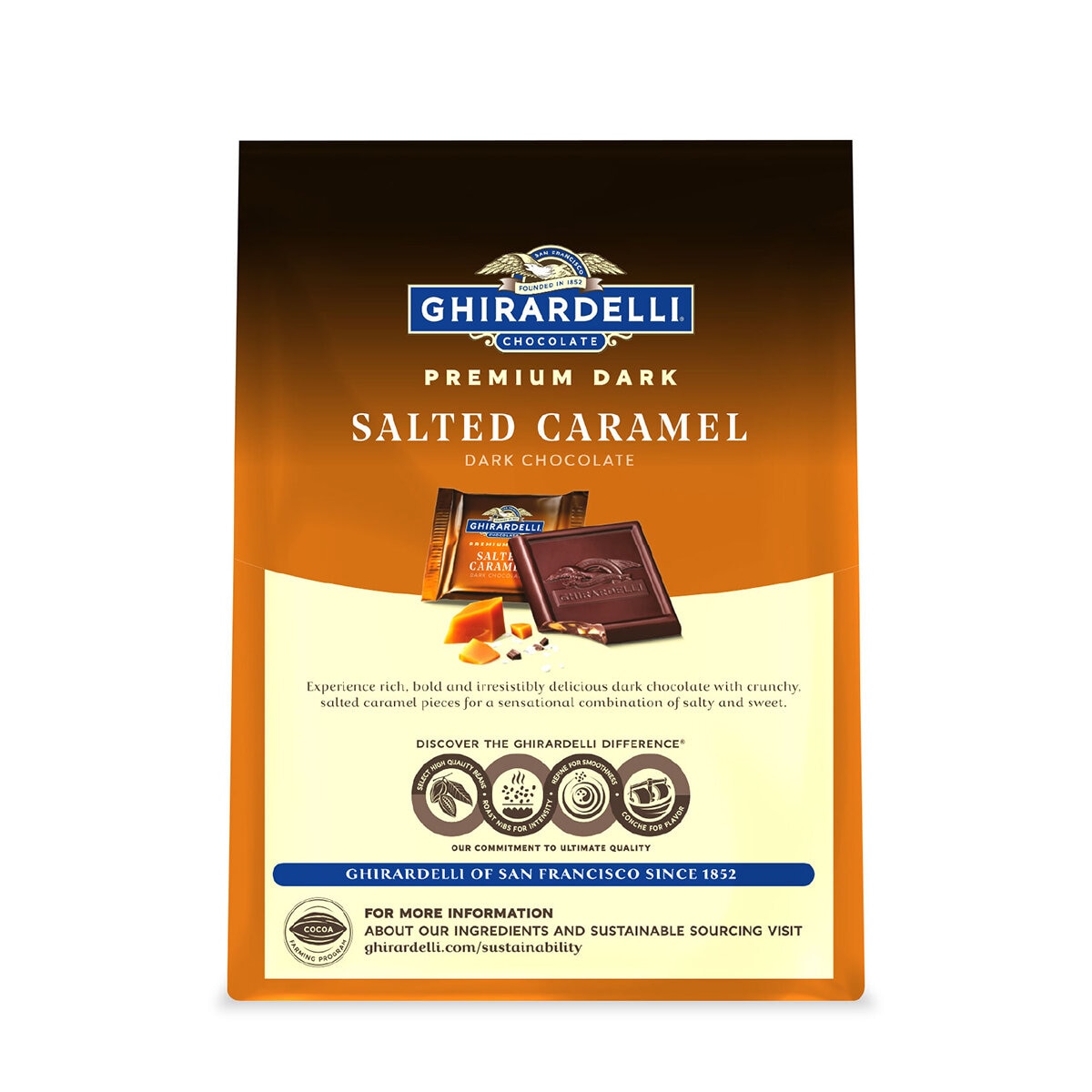 Ghirardelli Chocolate Amargo con Trozos de Caramelo Salado 426 g