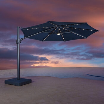 SunVilla, Sombrilla Redonda de 3.5m con Luz LED, Azul SunVilla, Sombrilla Redonda de 3.5m con Luz LED, Azul