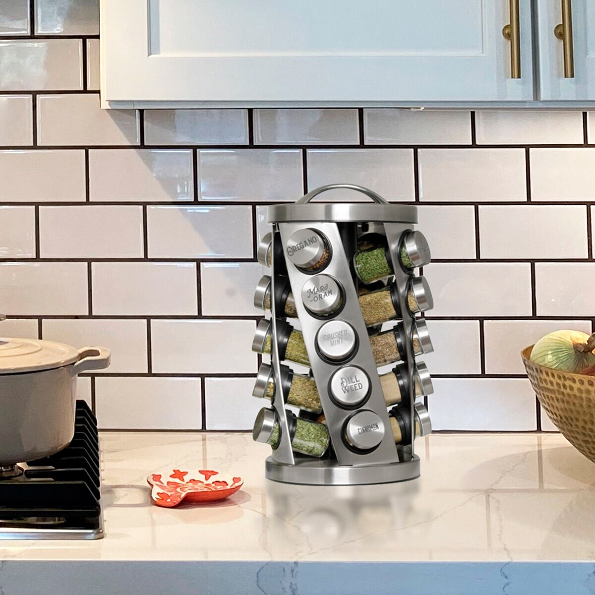 Kamenstein Especiero Giratorio de Acero Inoxidable con 20 Frascos y Especias