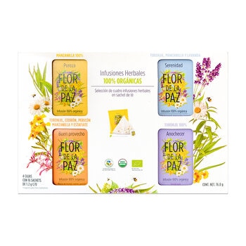 Flor de La Paz Té Organico kit 4 cajas con 16 sachets