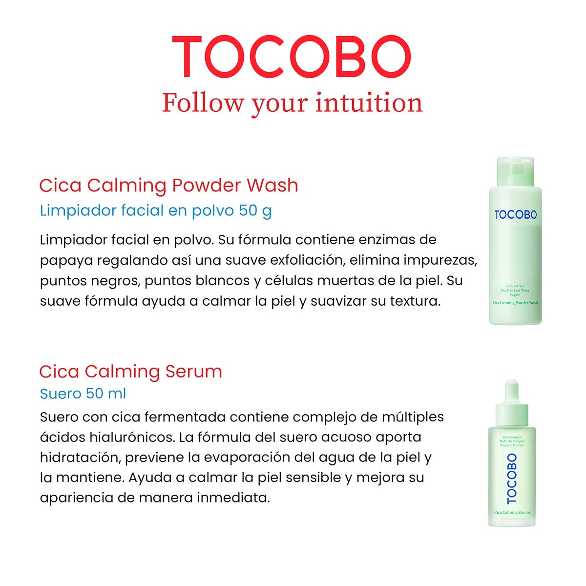 Tocobo, Cica Duo, Set de 2 piezas, Limpiador Facial y Suero Facial