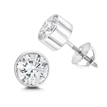 Aretes de Diamantes 2.00ctw, Platino, Corte Redondo
