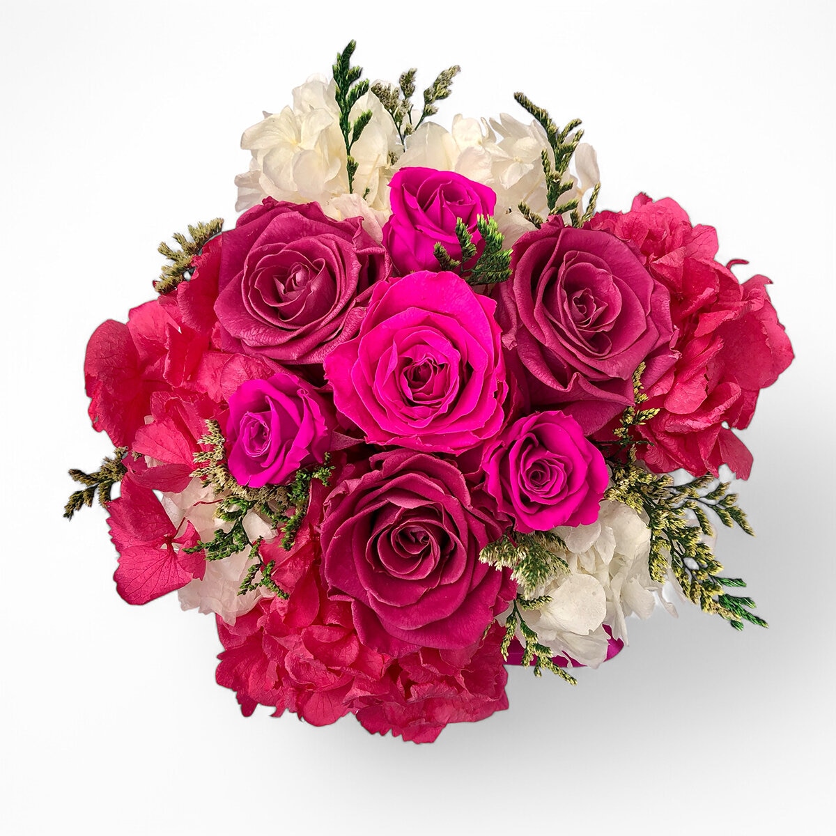 Mina'an Flor Eterna, Bouquet Mix Fiusha Caja Negra, Duración 6 Meses