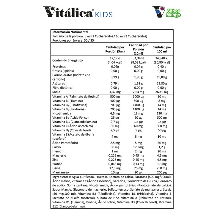 Vitalica Kids Vitaminas y Minerales 2 Frascos de 250 ml c/u