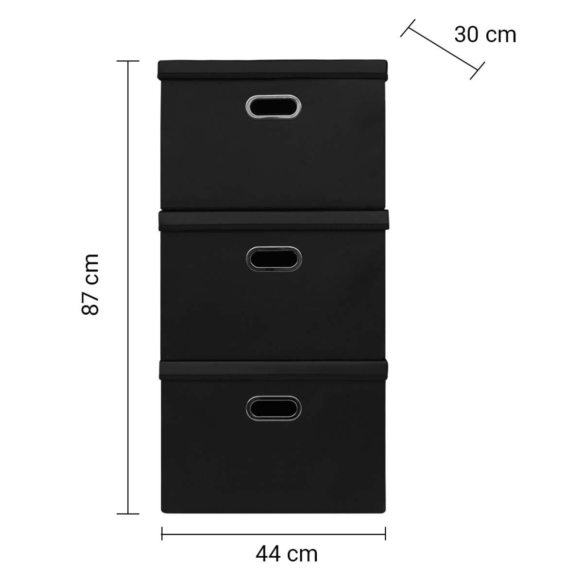 AG Box, Set de 3 Cajas de Almacenamiento de Piel Sintética Negras