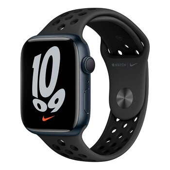 Apple Watch Nike S7 (GPS) Caja de aluminio medianoche 45mm con correa deportiva antracita/negra