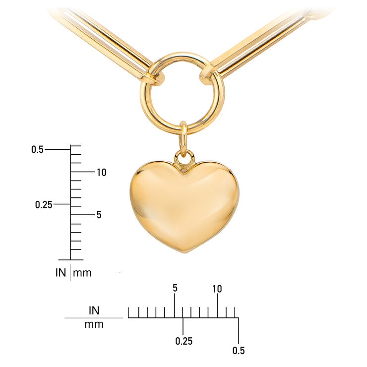 Collar, Corazón, Oro Amarillo de 14K Collar, Corazón, Oro Amarillo de 14K