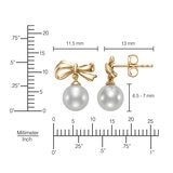 Aretes de Perlas Cultivadas Agua Dulce, 6.5-7.0mm, Oro Amarillo de 14K