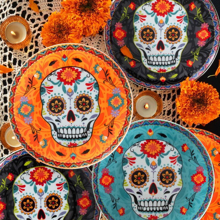 Sango, Juego de Platos de Cerámica de Día de Muertos, 6 piezas