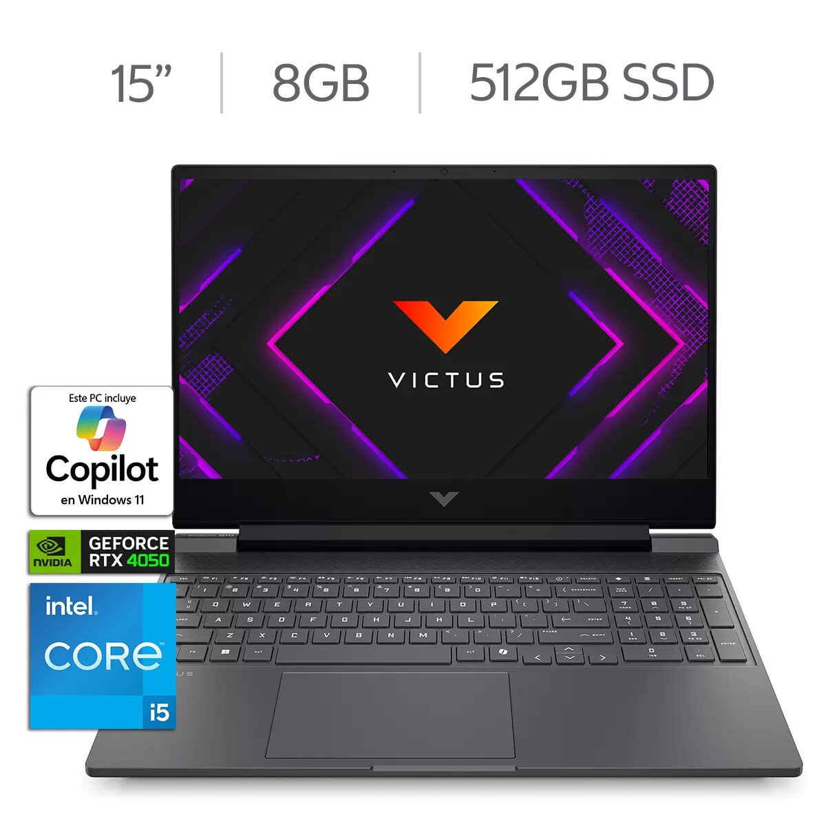 HP Victus Gaming 15-fa2018la Laptop 15" Full HD Intel Core i5 8GB 512GB SSD + 12 Meses de M365 Personal