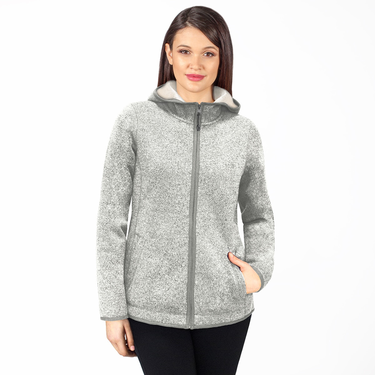 B. C. Clothing, suéter tipo chamarra aterciopelada con gorro Costco