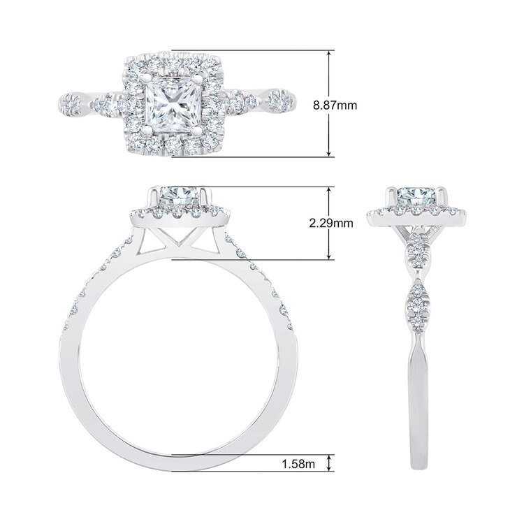 Anillo, 0.83 CTW, Diamante en Platino