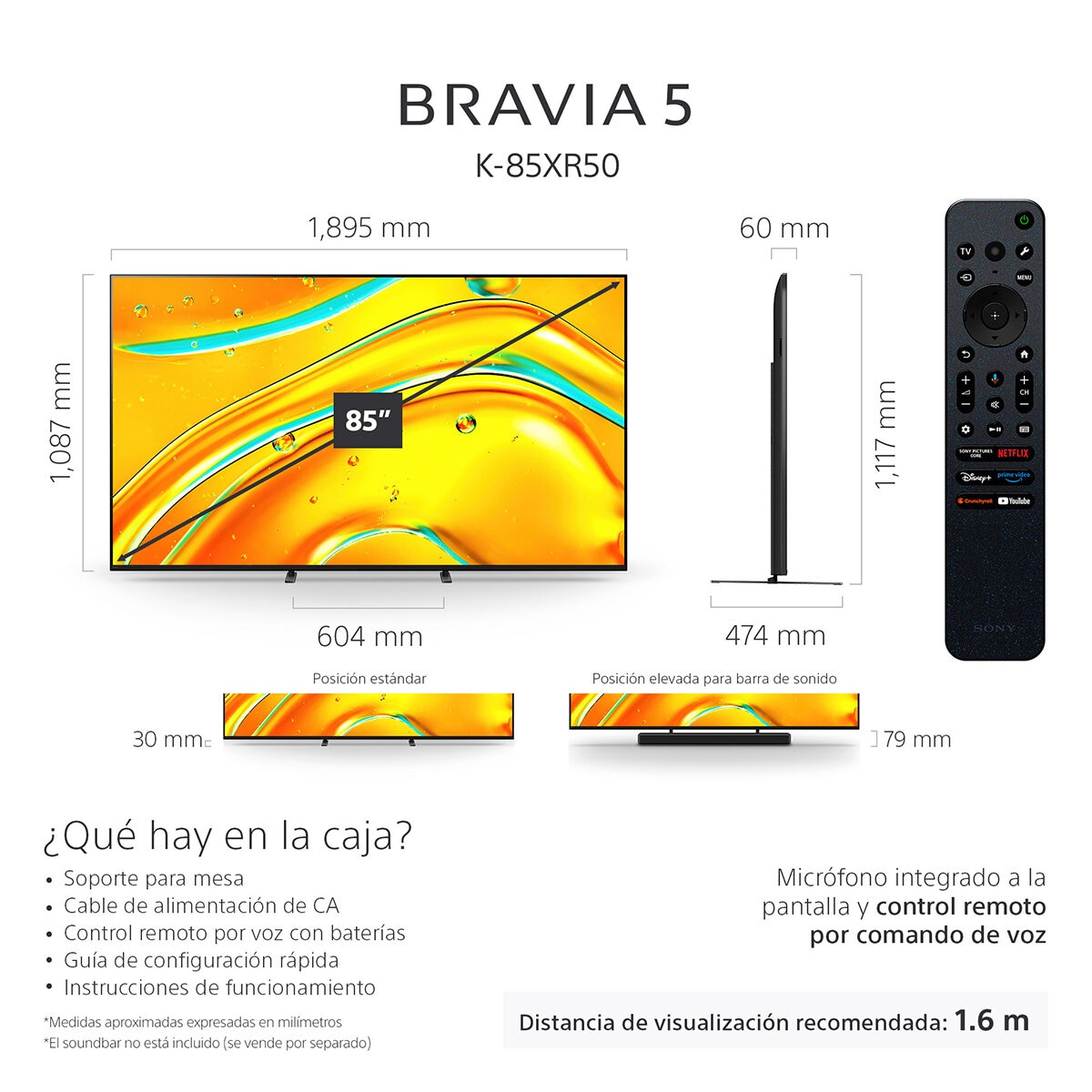Sony Pantalla 85" BRAVIA 5 Miniled 4K Google TV
