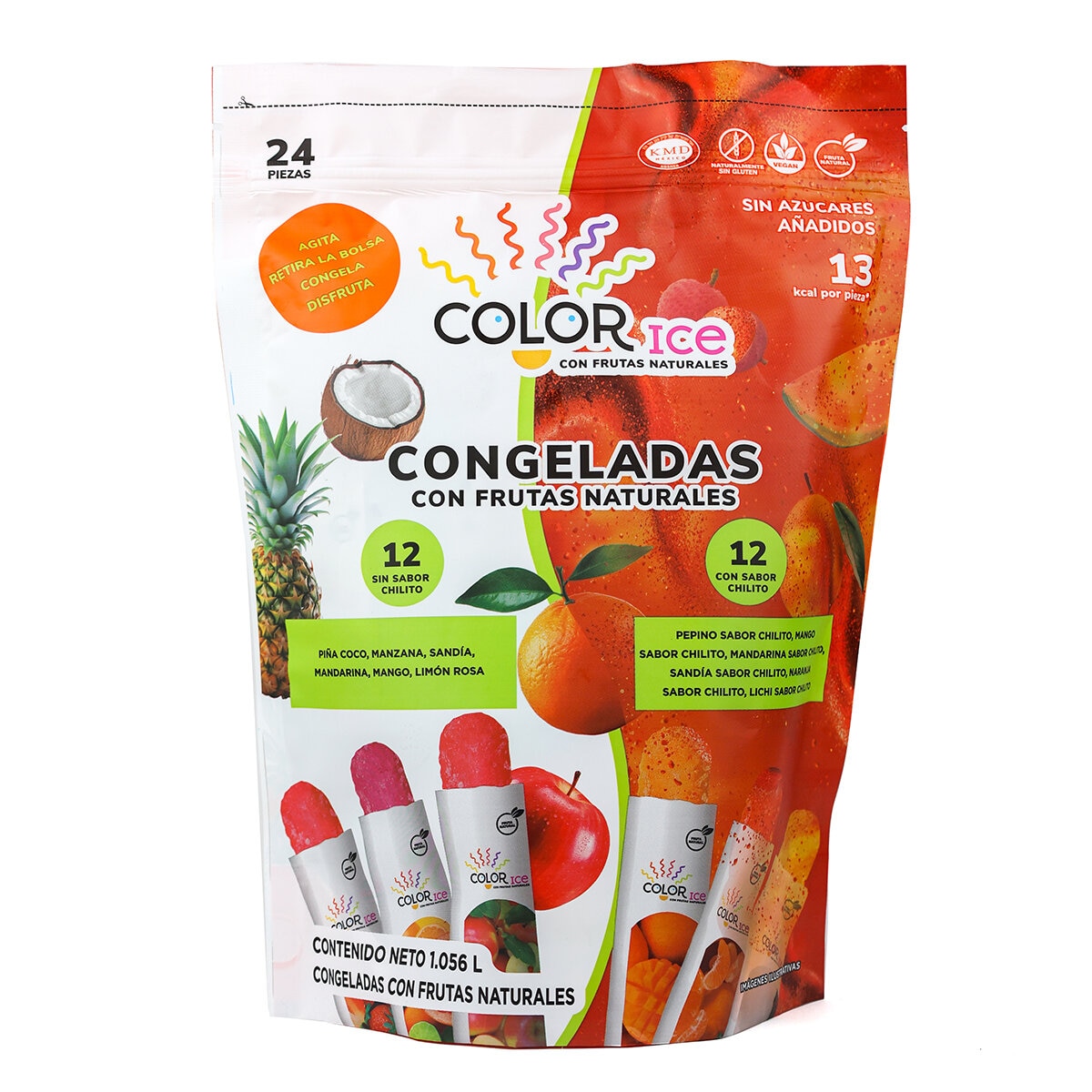 Color Ice Congeladas de Frutas 24 piezas de 44 ml c/u
