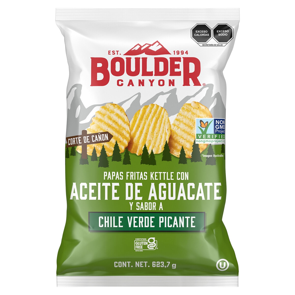 Boulder Canyon Papas Fritas Kettle Con Aceite De Aguacate Sabor Chile Verde Picante 623.7g