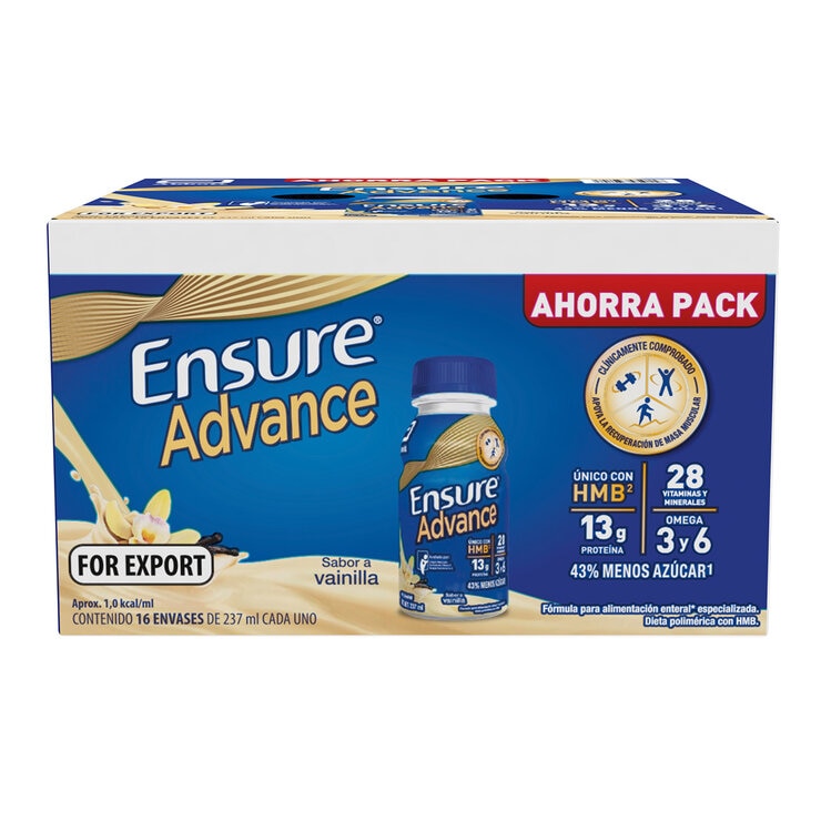 Ensure Advance Suplemento Alimenticio Sabor Vainilla 16 pzas de 237 ml