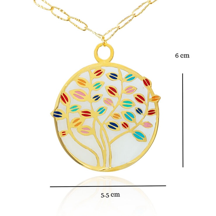 Ablime, Collar Largo con Medallón de Árbol de la Vida en Baño de Oro