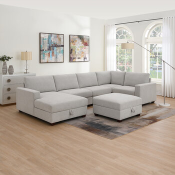 Ontai, Dellamore, Seccional de Tela con Almacenamiento Ontai, Dellamore, Seccional de Tela con Almacenamiento