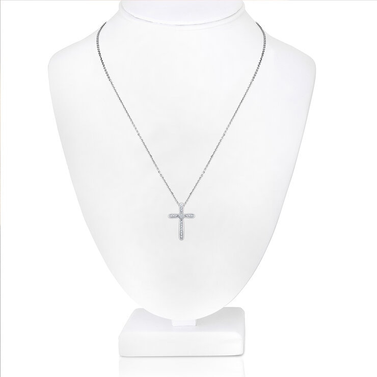 Dije de Cruz de Diamantes 0.20ctw, Oro Blanco 14K