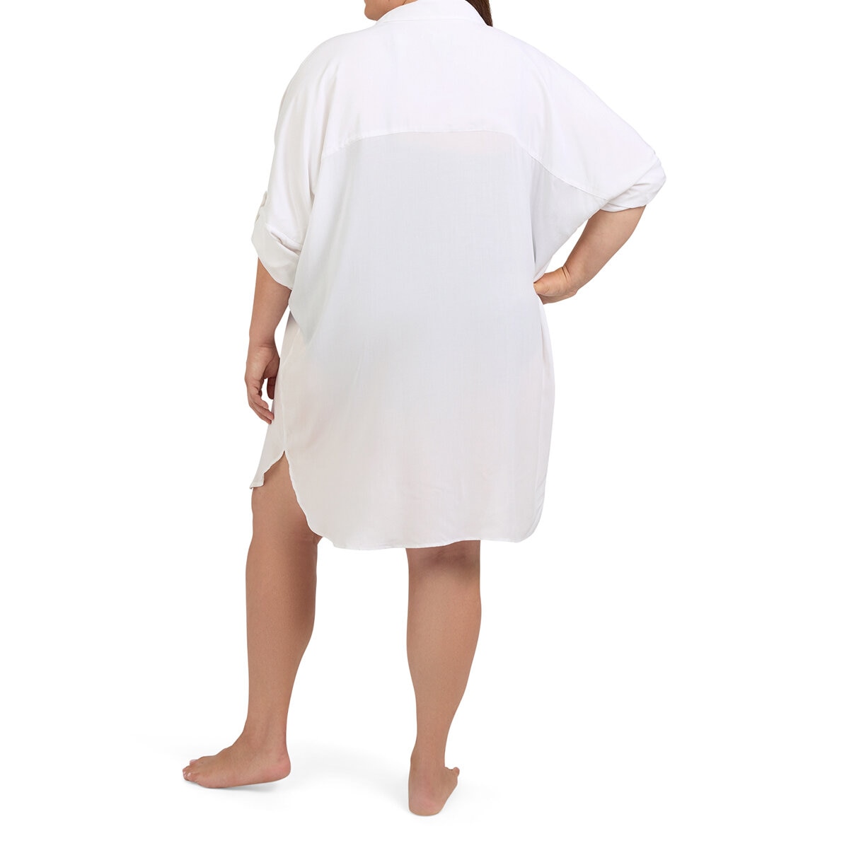 Lands' End Camisa de Playa para Dama Blanco Extra Chica/Chica
