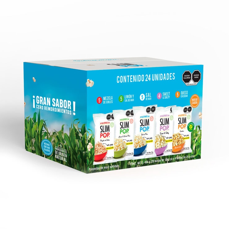 Slim Pop Palomitas Surtidas 20 pzas de 18 g y 4 pzas de 25 g