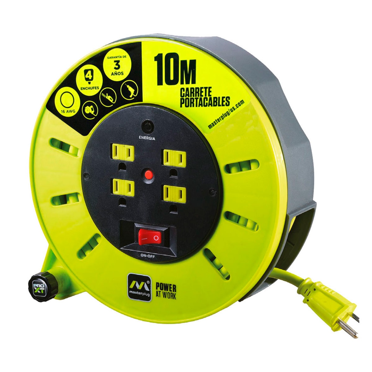 MasterPlug, Extensión Eléctrica de Cassette de 10M - Calibre 16