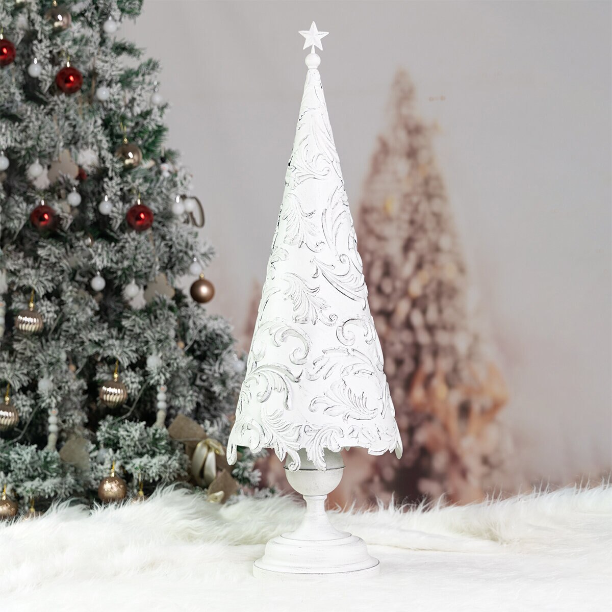 Árbol de Navidad Decorativo Metálico, Blanco 