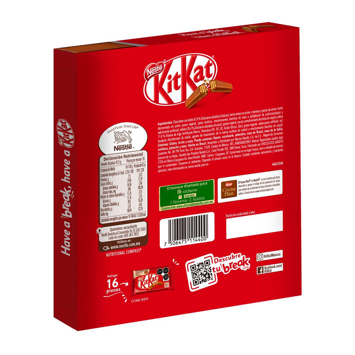 KitKat Chocolate 16 pzas 41.5 g 