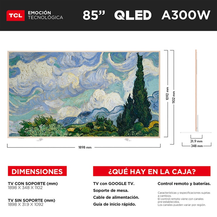 TCL Pantalla 85" QLED 4K NXTVISION Google TV TCL Pantalla 85" QLED 4K NXTVISION Google TV