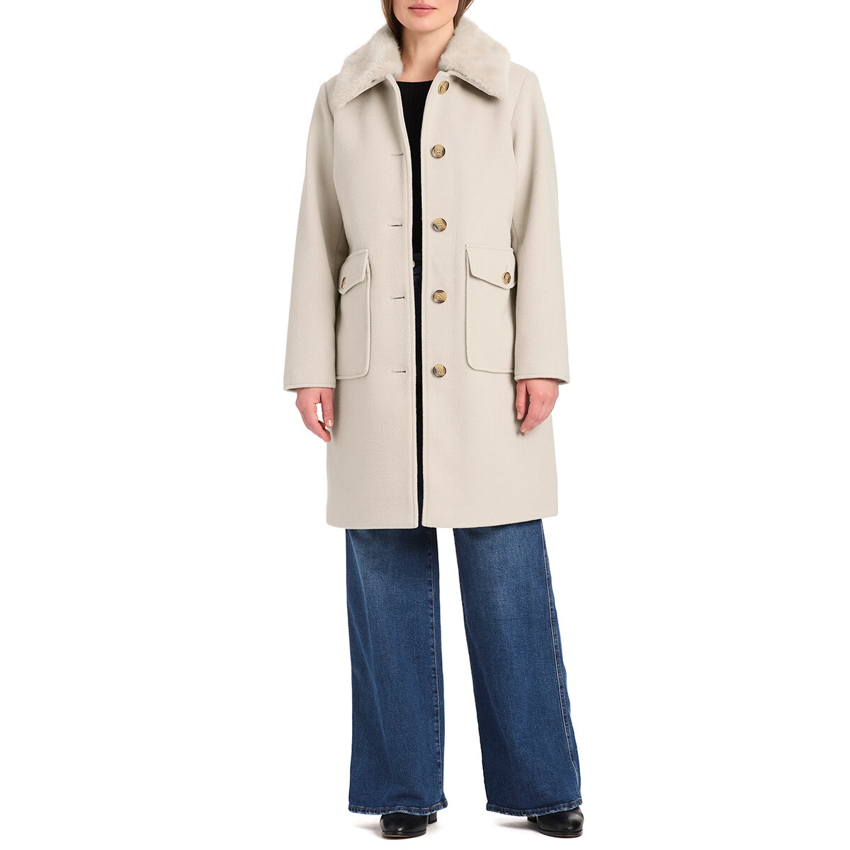 Vince Camuto Abrigo para Dama Crema Extra Chica