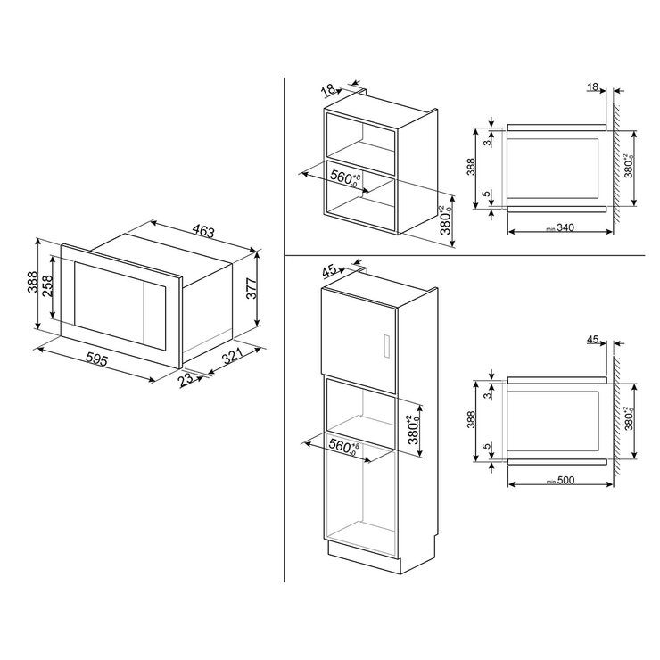 Smeg Combo microondas de empotre 60 cm y horno de empotre 60cm Smeg Combo microondas de empotre 60 cm y horno de empotre 60cm