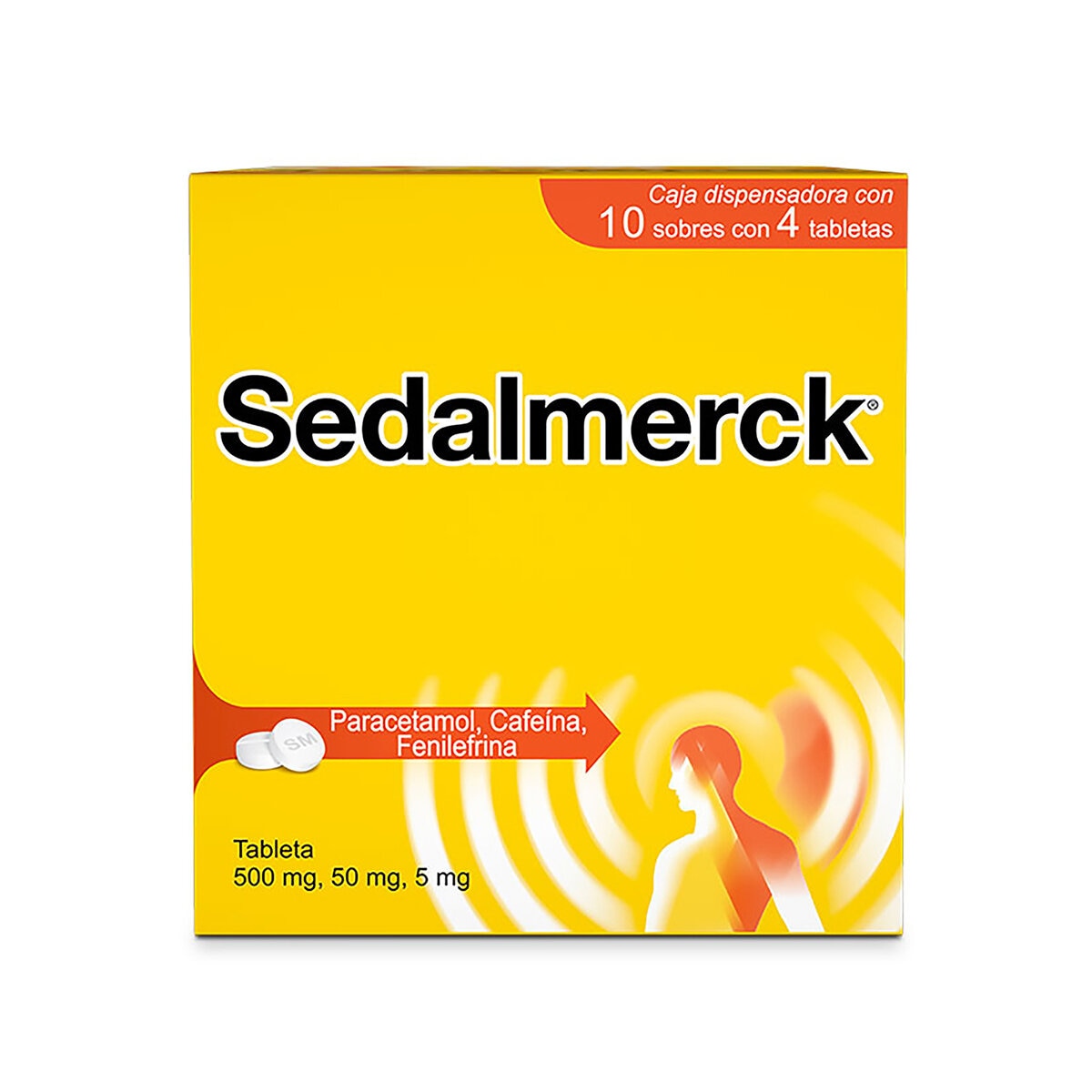 Sedalmerck Paracetamol 500mg, Cafeína 50mg, Fenilefrina 5mg  caja con 40 Tabletas