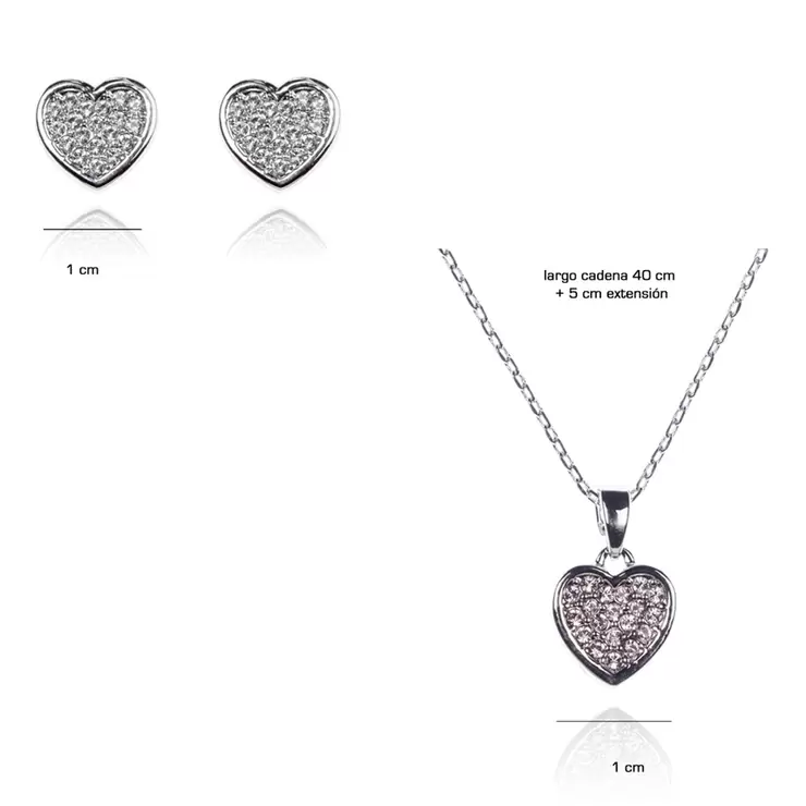 Mayfer, Juego de Aretes y Collar con Dije, en Forma de Corazón, con Cristal Austríaco Mayfer, Juego de Aretes y Collar con Dije, en Forma de Corazón, con Cristal Austríaco
