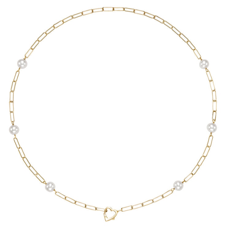 Collar de Perla Cultivada, 45.72cm, Oro Amarillo de 14K