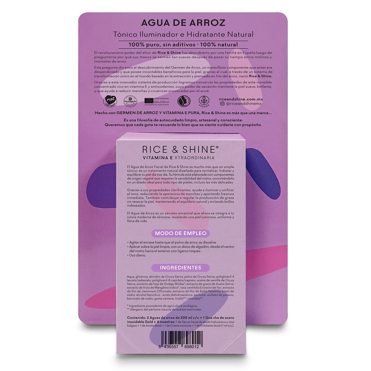 Rice & Shine, KIt Facial de Agua de Arroz, 2 piezas de 200 ml Cada Uno Rice & Shine, KIt Facial de Agua de Arroz, 2 piezas de 200 ml Cada Uno