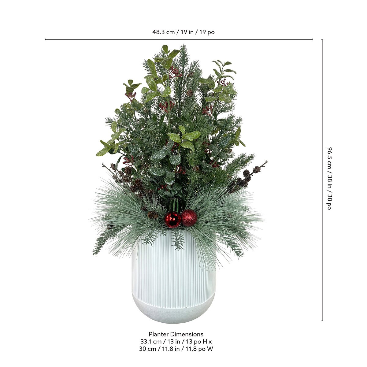 Topiario Festivo con Luces Led, Modelo Maceta Blanca Topiario Festivo con Luces Led, Modelo Maceta Blanca