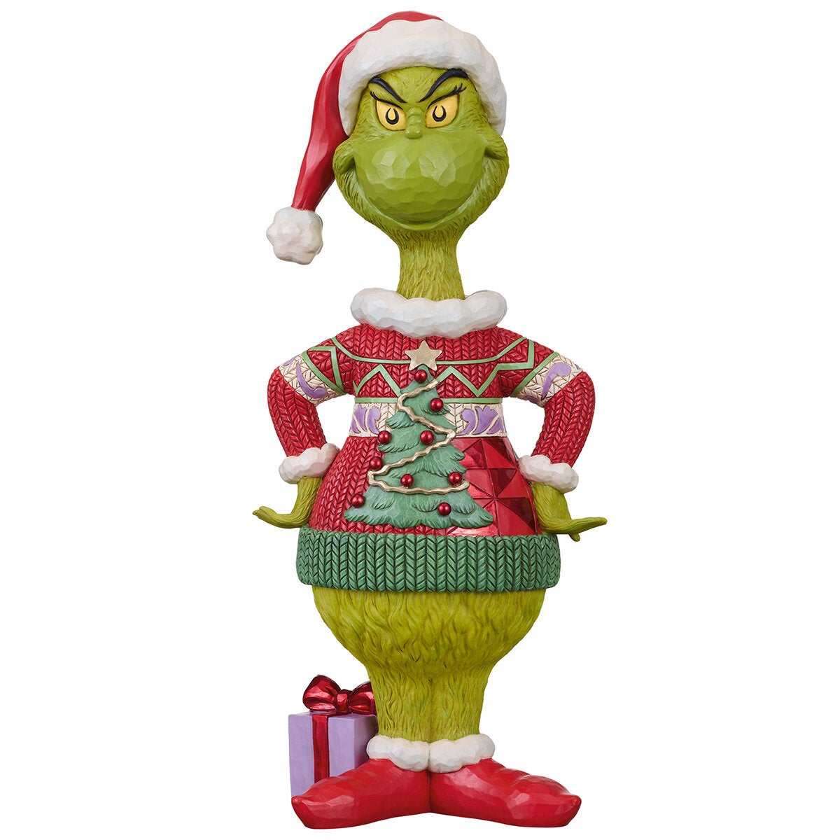 Jim Shore, Figura Decorativa de Grinch con Suéter Navideño, Pintada a Mano