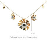 Mayfer, Collar Dorado con Diseño de Flores.