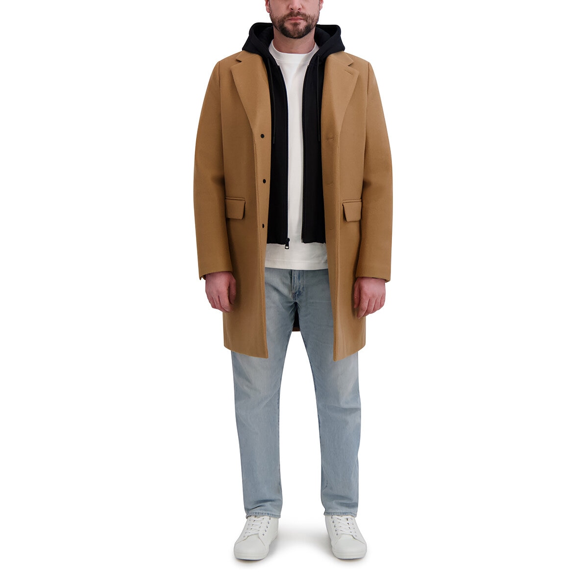 DKNY Abrigo para Caballero Camel Extra Grande