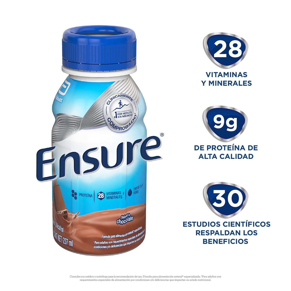 Ensure Suplemento Alimenticio Sabor Chocolate 16 pzas de 237 ml