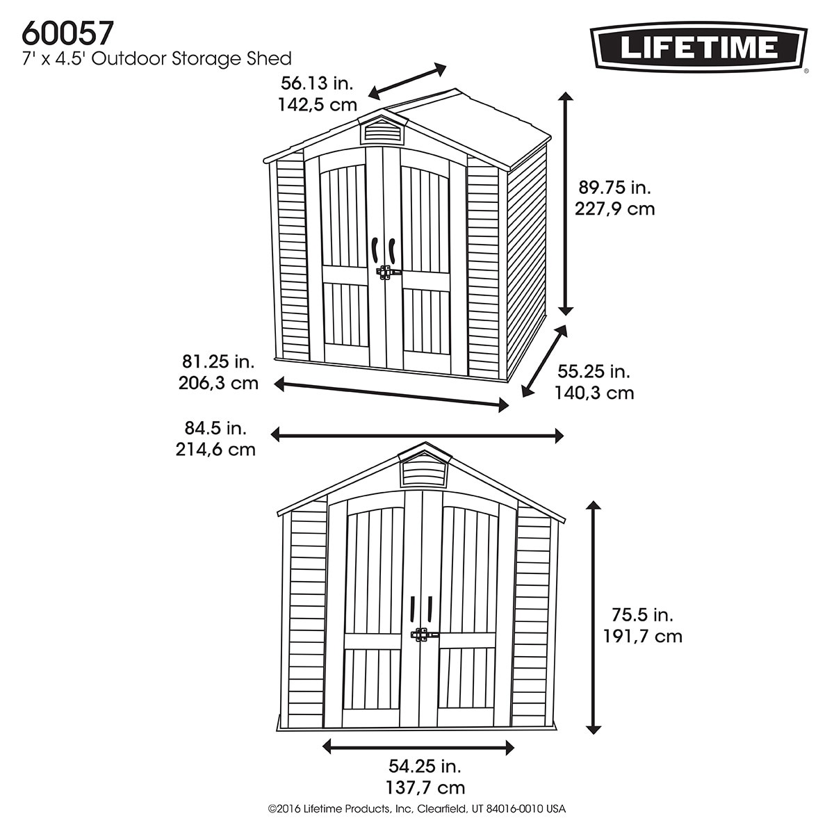 Lifetime, Cobertizo de 2.14m x 1.37m