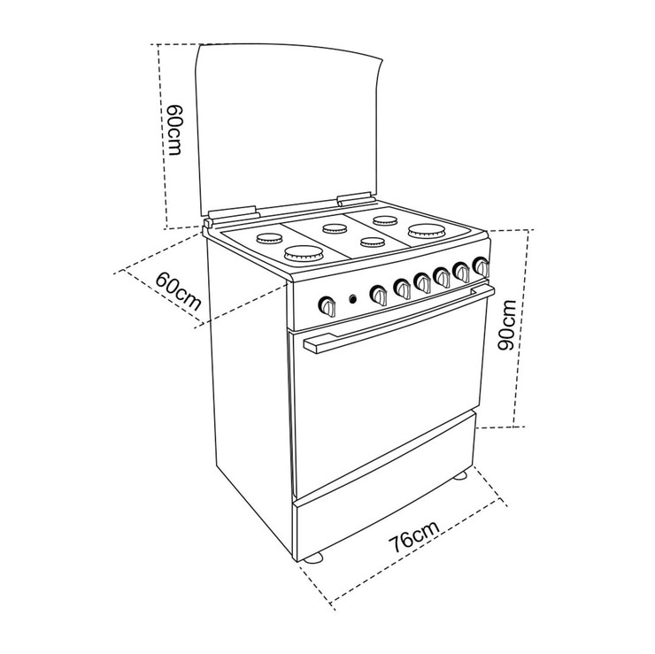 Teka Estufa de piso de gas con 6 quemadores de 76cm
