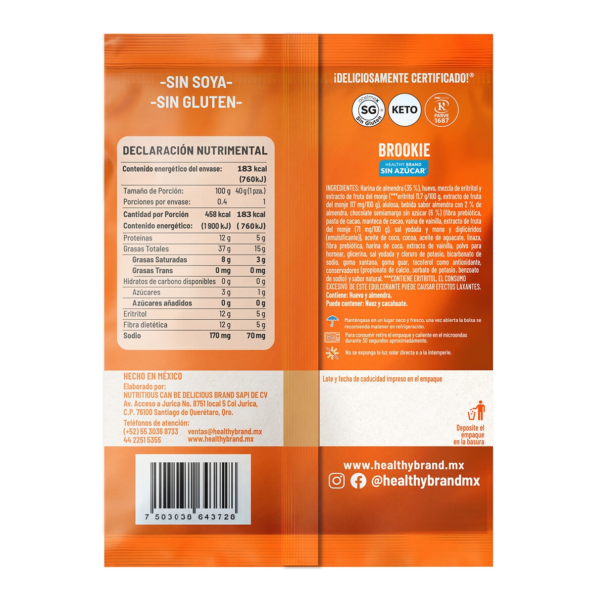 Healthy Brand Brookies 10 pzas de 40 g