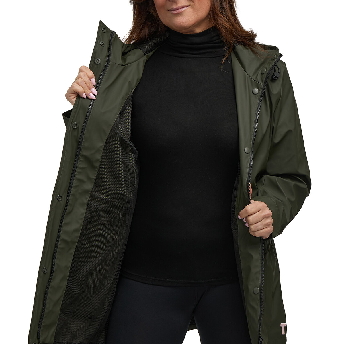 Teddi Rose Chamarra impermeable para Dama Verde Grande