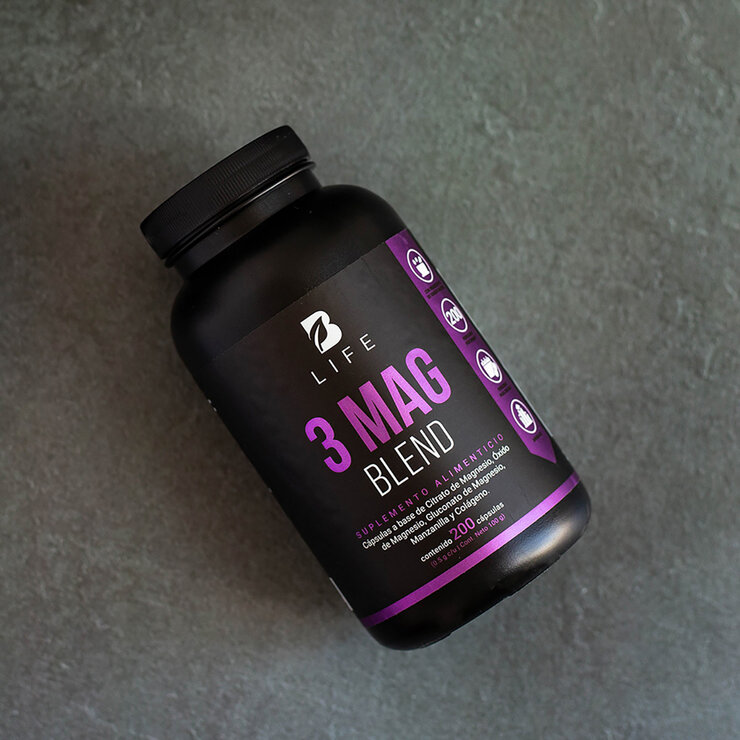 B Life Mezcla de Magnesios, Citrato de Magnesio, Oxido de Magnesio, Gluconato de Magnesio Frasco con 200 Cápsulas