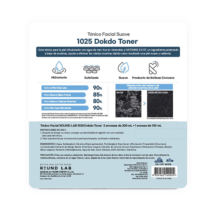 Round Lab 1025 Dokdo Tónico Facial 3 pzas